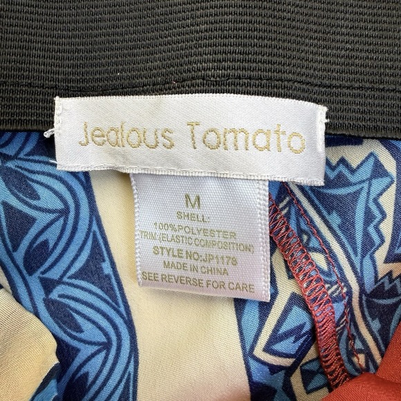 Jealous Tomato Women's High Waistband Wide Leg Palazzo Pants Flowy Red Multi M - Picture 4 of 6